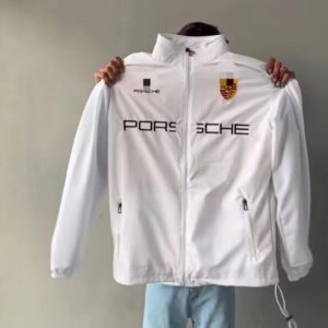 Men’s White Racing Style Zip Jacket